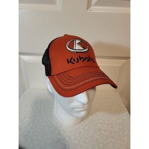 Kubota Tractor Adjustable Baseball Trucker Hat Cap Orange & Black Mesh